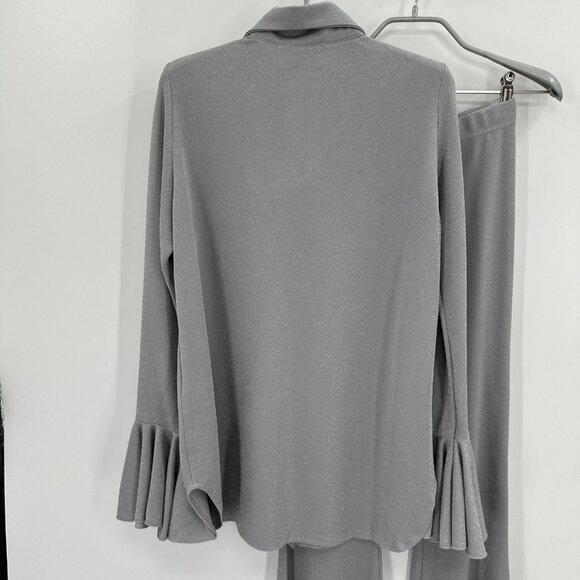 Sleeper Lurex Lounge Suit with Pants in Silver Metallic sz S Small Matching Set - Picture 7 of 16